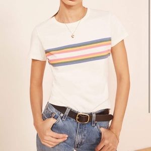 Rainbow stripe White top tshirt
